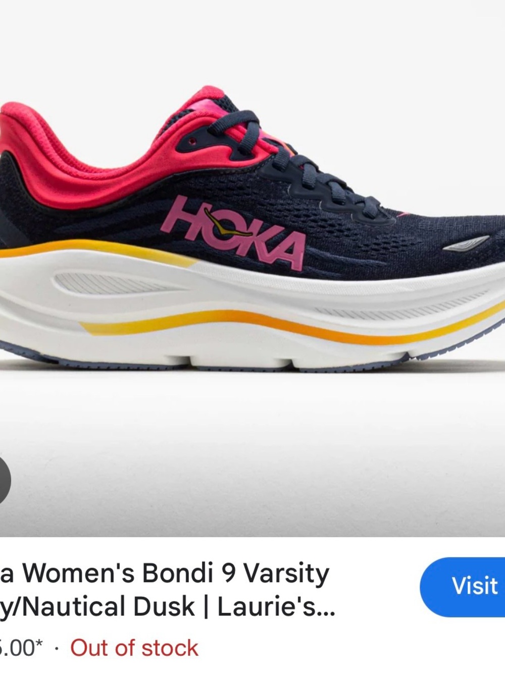 GUC Hoka Bondi 9 - Navy with Pink & Yellow Accents